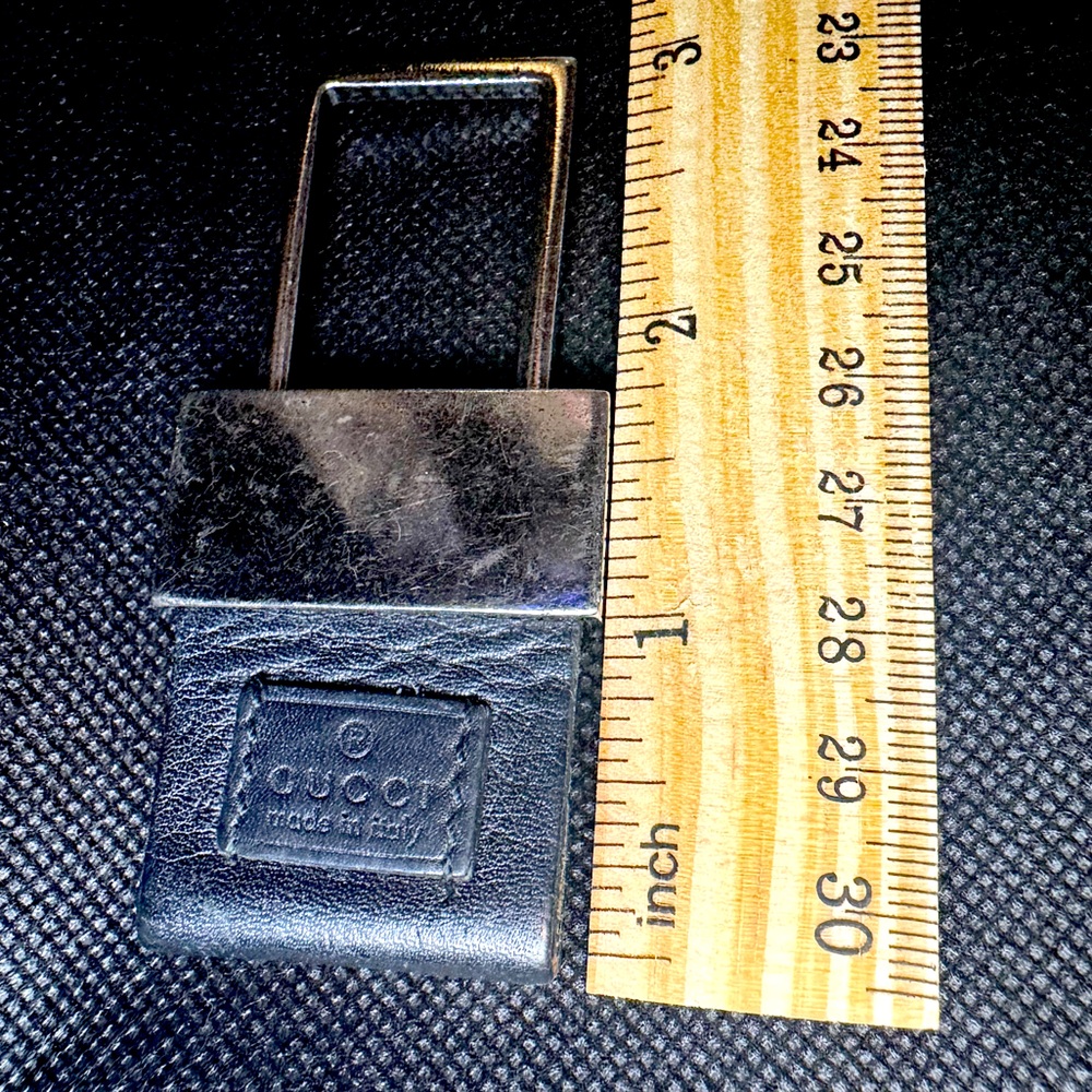 Gucci Key Ring/ Bag Charm Leather & Silver Rare Collector Accessory Vintage - Picture 3 of 6